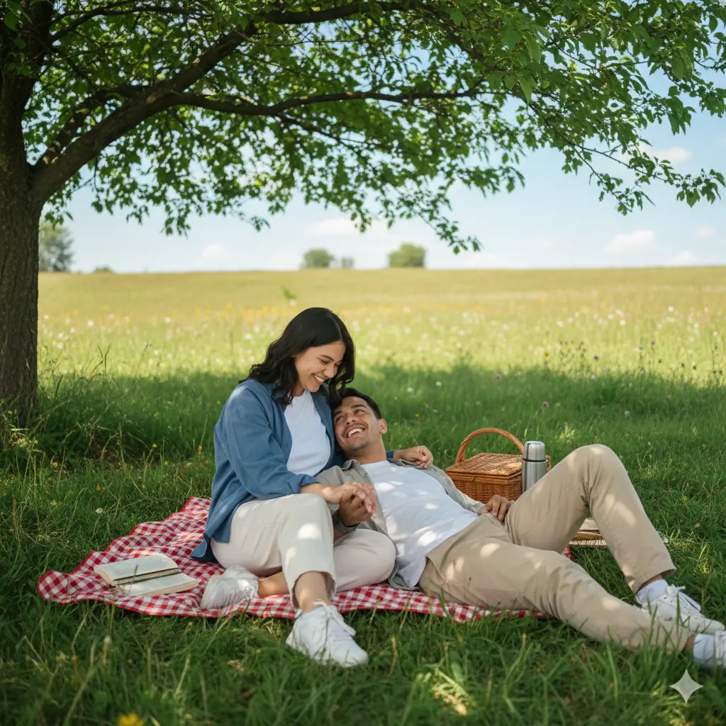 Sunlit Moments: Cozy Picnic in the Meadow